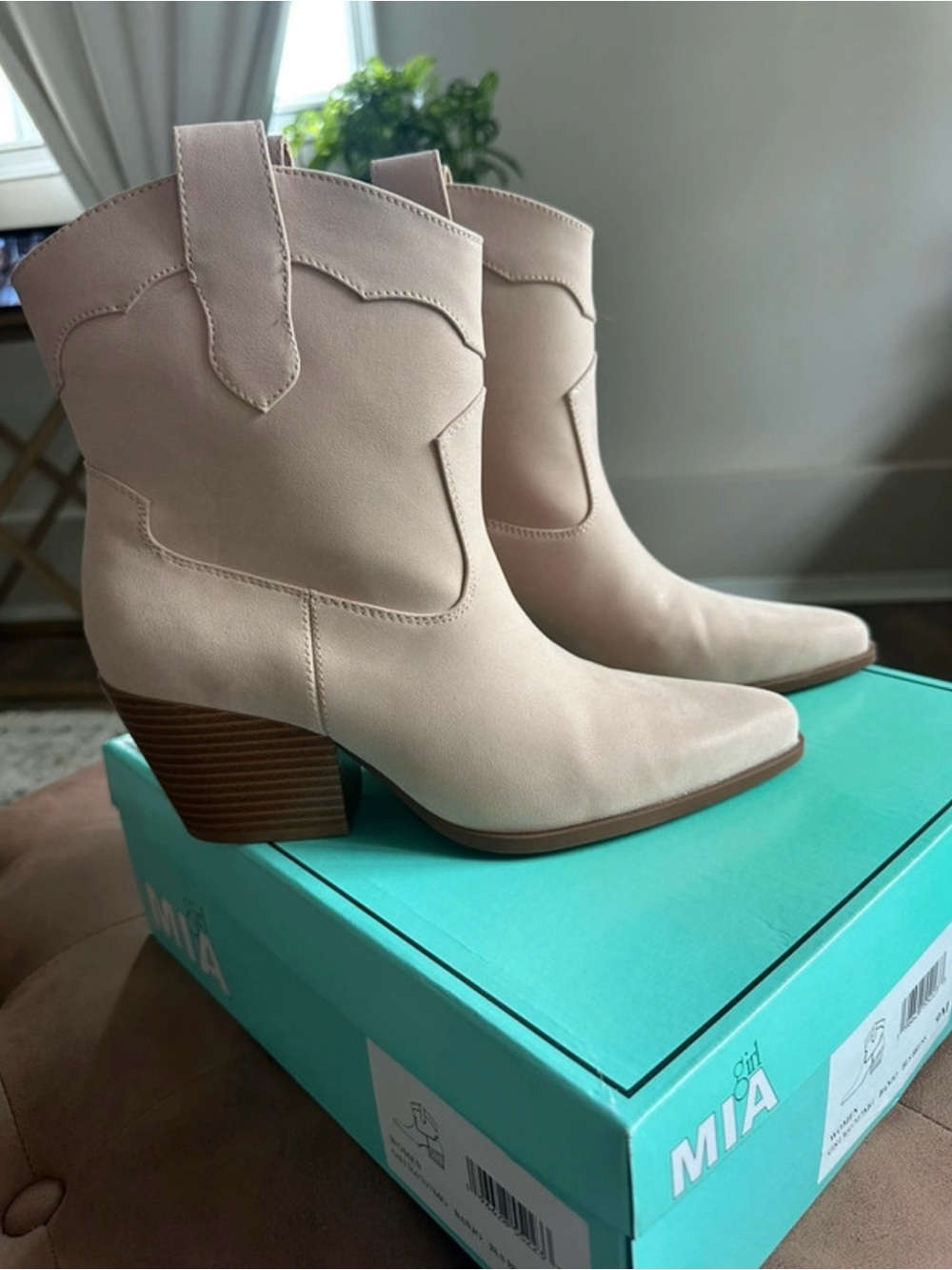 Madden Girl “Banjo” Blush Pink Western Ankle Boots